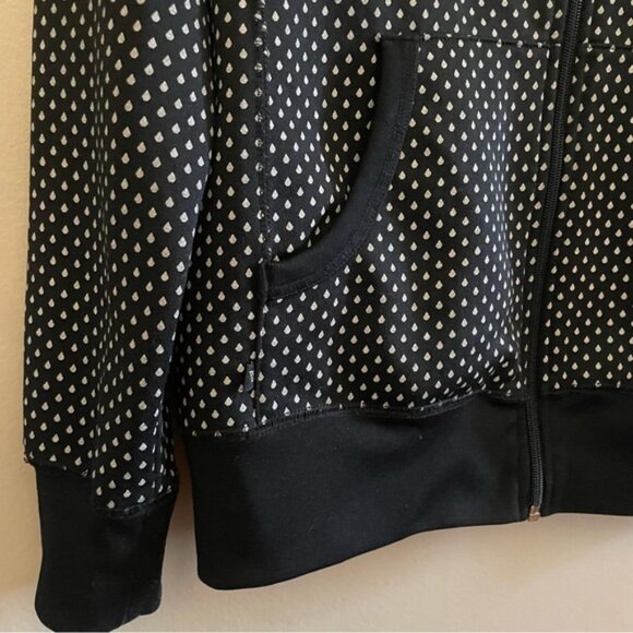 Volcom Black & White Rain Drop Hoodie w Green Lining & High Neck - Picture 9 of 16